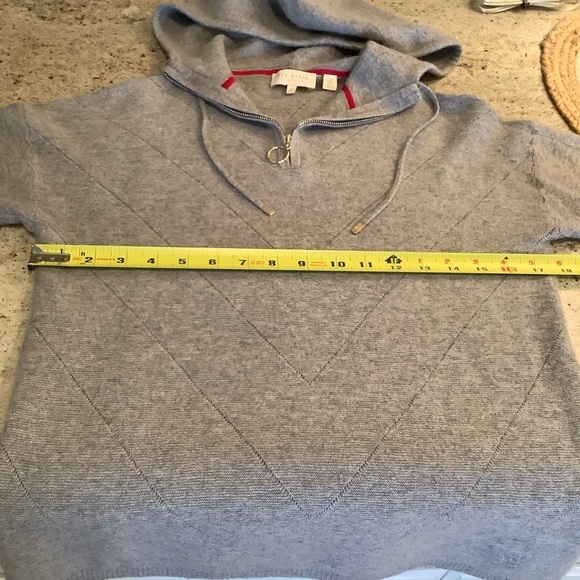 Ted Baker Gray Hooded Jumper Wool Sweater with Stitched Details - Picture 10 of 14